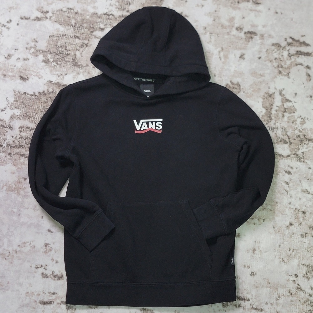 Vans Kids Hoodie Medium Black Off The Wall‎ Logo Pullover Skate Youth